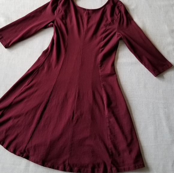 Joe Boxer Burgundy 3/4 Sleeve Skater Dress - Picture 10 of 10